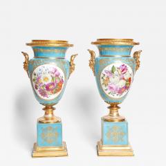 Antique Gilt Bronze Mounted Blue Ground Jacob Petit Handled Urn ca 1834 - 3988963