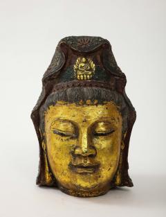 Antique Gilt Iron Quan Yin Head - 4037602