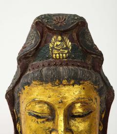 Antique Gilt Iron Quan Yin Head - 4037603