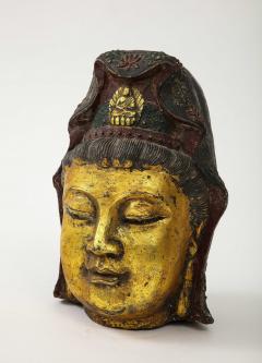 Antique Gilt Iron Quan Yin Head - 4037604