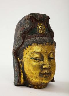 Antique Gilt Iron Quan Yin Head - 4037605