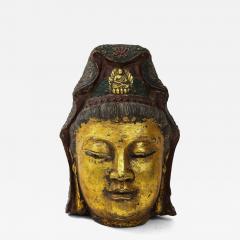 Antique Gilt Iron Quan Yin Head - 4039214