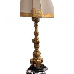 Antique Giltwood Candlestick Now a Designer Table Lamp Custom Shade - 4206436