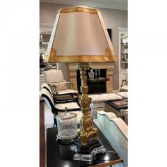 Antique Giltwood Candlestick Now a Designer Table Lamp Custom Shade - 4206437