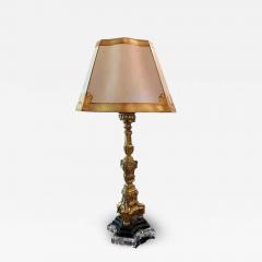 Antique Giltwood Candlestick Now a Designer Table Lamp Custom Shade - 4207998