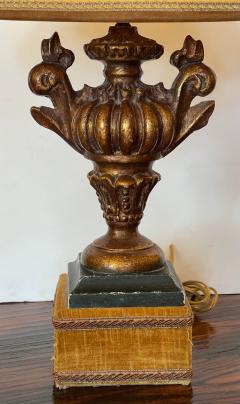 Antique Giltwood Italian Urn Form Table Lamp Custom Shade - 1912418