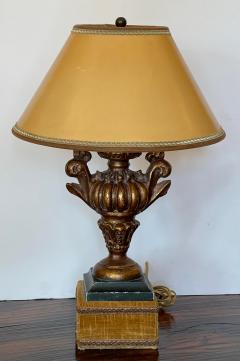 Antique Giltwood Italian Urn Form Table Lamp Custom Shade - 1912447