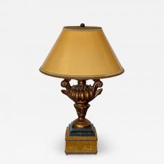 Antique Giltwood Italian Urn Form Table Lamp Custom Shade - 1913251
