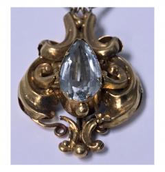 Antique Gold Aquamarine brooch English C 1840 - 1162537