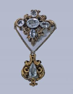 Antique Gold Aquamarine brooch English C 1840 - 1162538