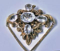 Antique Gold Aquamarine brooch English C 1840 - 1162539