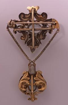 Antique Gold Aquamarine brooch English C 1840 - 1162540