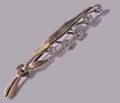 Antique Gold Diamond Floral Leaf Lily Branch Brooch C 1910  - 1118664