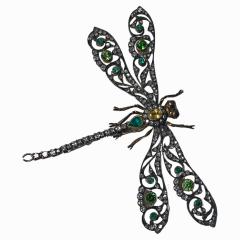 Antique Gold Gem Dragon Fly Brooch European C 1910  - 3384677