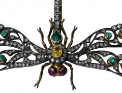 Antique Gold Gem Dragon Fly Brooch European C 1910  - 3384681