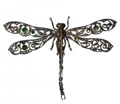 Antique Gold Gem Dragon Fly Brooch European C 1910  - 3384683