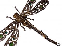 Antique Gold Gem Dragon Fly Brooch European C 1910  - 3384684