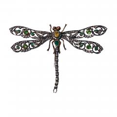 Antique Gold Gem Dragon Fly Brooch European C 1910  - 3388432