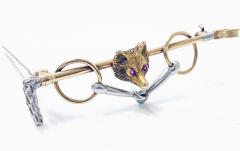 Antique Gold Platinum Ruby Fox Brooch C 1900 - 3495480