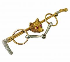 Antique Gold Platinum Ruby Fox Brooch C 1900 - 3495481