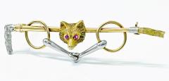 Antique Gold Platinum Ruby Fox Brooch C 1900 - 3495483