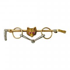 Antique Gold Platinum Ruby Fox Brooch C 1900 - 3496586