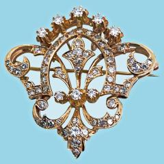 Antique Gold and Diamond Brooch Pendant C 1930 - 3118981