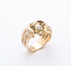 Antique Gold and Diamond Triple Head Snake Ring - 3095254