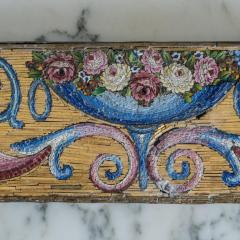 Antique Gold and Multicolour Micro Mosaic Plaque with Birds and Flowers - 2430846