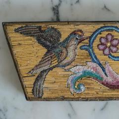 Antique Gold and Multicolour Micro Mosaic Plaque with Birds and Flowers - 2430848