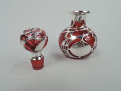 Antique Gorham Art Nouveau Red Silver Overlay Perfume - 3753470