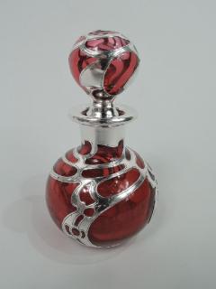 Antique Gorham Art Nouveau Red Silver Overlay Perfume - 3753527