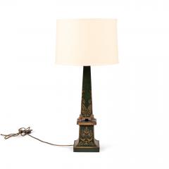 Antique Green Painted Tole Table Lamp - 1458235