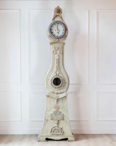 Antique Gustavian Longcase Clock Hand Carved Pine Sweden 1820 - 4558076