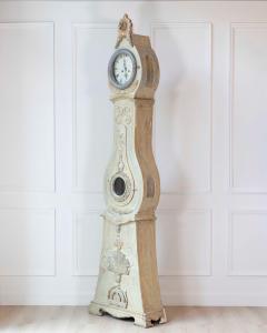 Antique Gustavian Longcase Clock Hand Carved Pine Sweden 1820 - 4558085