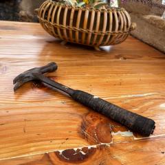 Antique Hammer Vintage Forged Iron Tool Wrapped Leather Handle