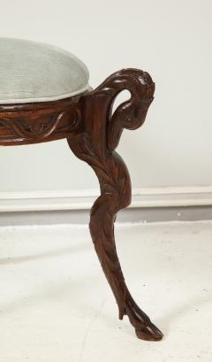 Antique Hand Carved Mahogany Swan Bench - 1920844