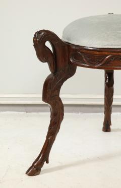 Antique Hand Carved Mahogany Swan Bench - 1920845