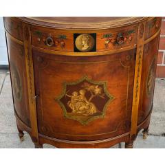 Antique Hand Painted Demilune Cabinet W Cherubs - 4020915