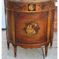 Antique Hand Painted Demilune Cabinet W Cherubs - 4020916