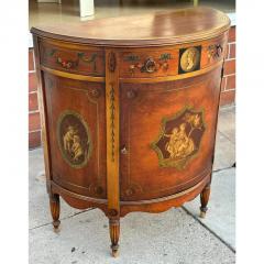 Antique Hand Painted Demilune Cabinet W Cherubs - 4020919