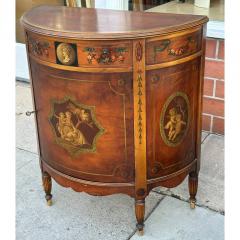 Antique Hand Painted Demilune Cabinet W Cherubs - 4020929