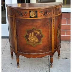 Antique Hand Painted Demilune Cabinet W Cherubs - 4020930