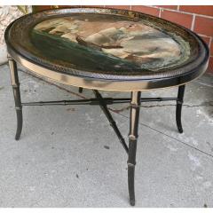 Antique Hand Painted Paper Mache Nautical Tray Top Side Table - 3791947