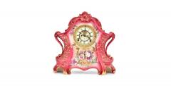 Antique Hand Painted Porcelain La Layon Mantel Clock by Royal Bonn for Ansonia - 4313430