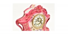 Antique Hand Painted Porcelain La Layon Mantel Clock by Royal Bonn for Ansonia - 4313431