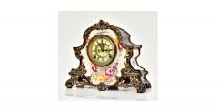 Antique Hand Painted Porcelain La Nord Mantel Clock by Royal Bonn for Ansonia - 4315391