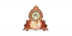 Antique Hand Painted Porcelain Mantel Clock La Manche Royal Bonn For Ansonia - 4315378