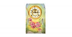 Antique Hand Painted Porcelain Mantel Clock by Royal Bonn for Ansonia - 4315355