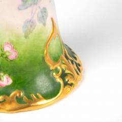 Antique Hand painted Gilt Decorated Tall Porcelain Rose Vase Belleek Willets - 3624317